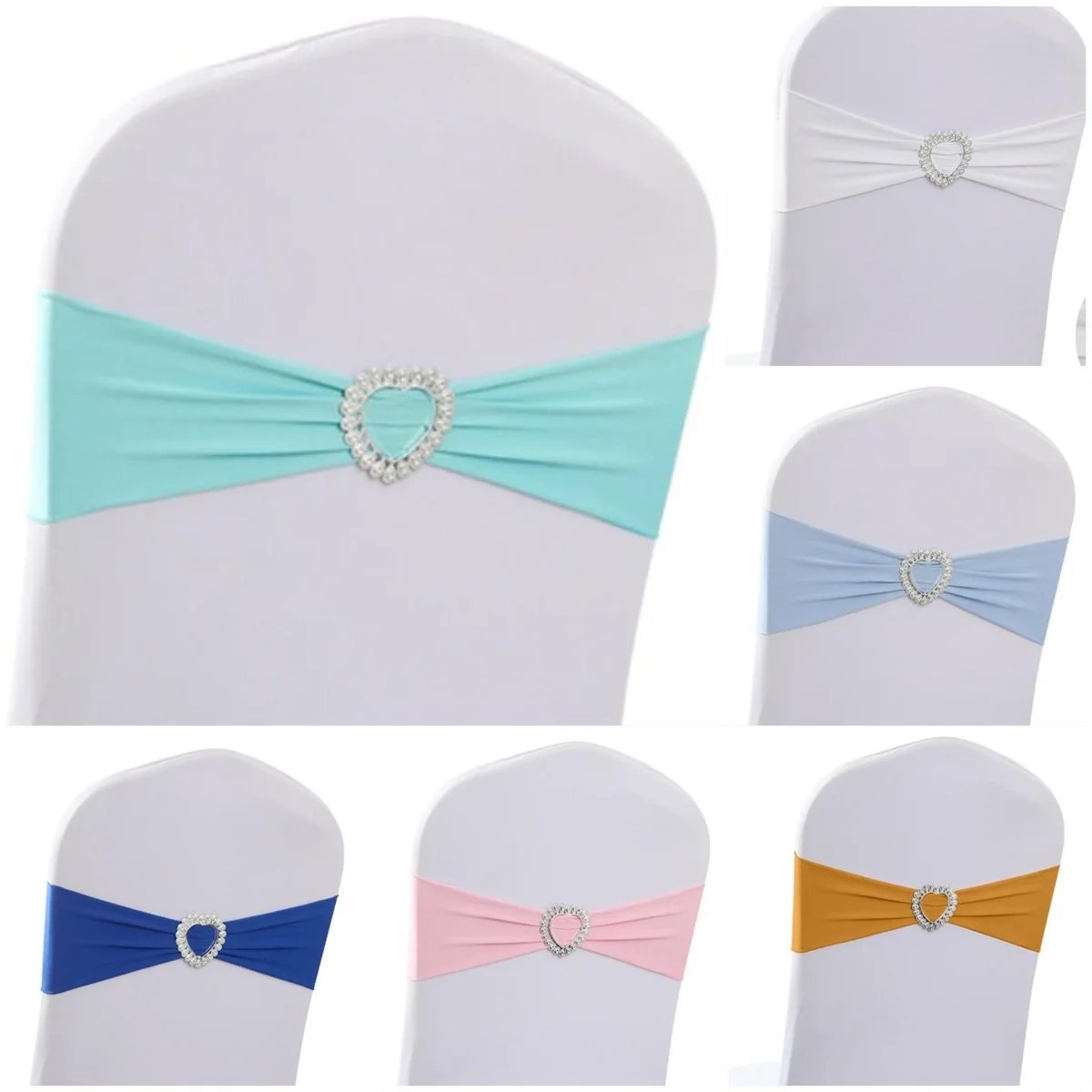 

Wedding Decoration Spandex Chair Sash Red Colour Elastic with Heart Buckle Bow Tie Knot for Banquet / Meeting /Birtnday Party