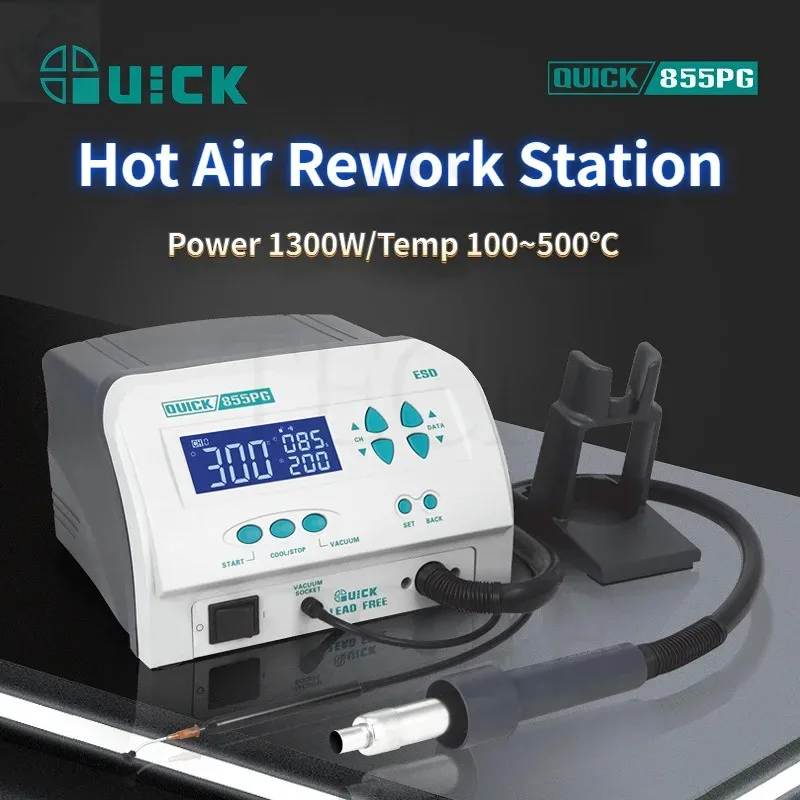 Original 1300W QUICK 855PG Heat Gun Lead-free Hot Air Soldering Station The Microcomputer Temperature Hot Air Rework Station