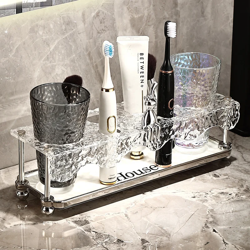 

Web Celebrity Ins Toothbrush Storage Shelf Wash Cup Set Countertops Lovers Gargle Brush Cup For Bathroom Razor Organizer