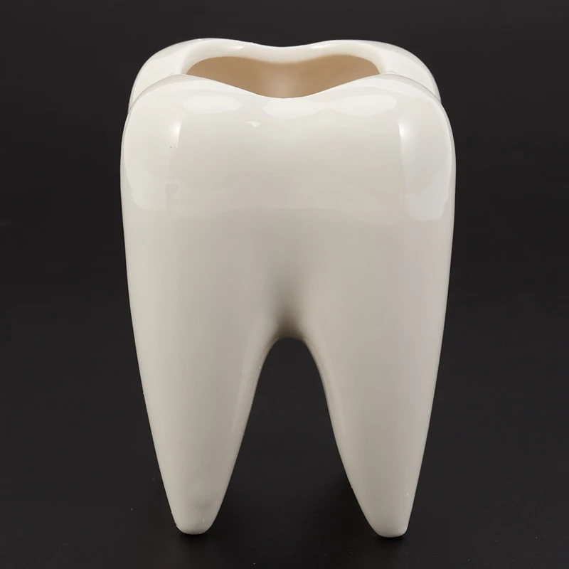 شكل الأسنان الأبيض أصيص ورد سيراميك التصميم الحديث زارع نموذج لشكل الأسنان سطح المكتب الصغير وعاء الإبداعية هدية (بدون النباتات)