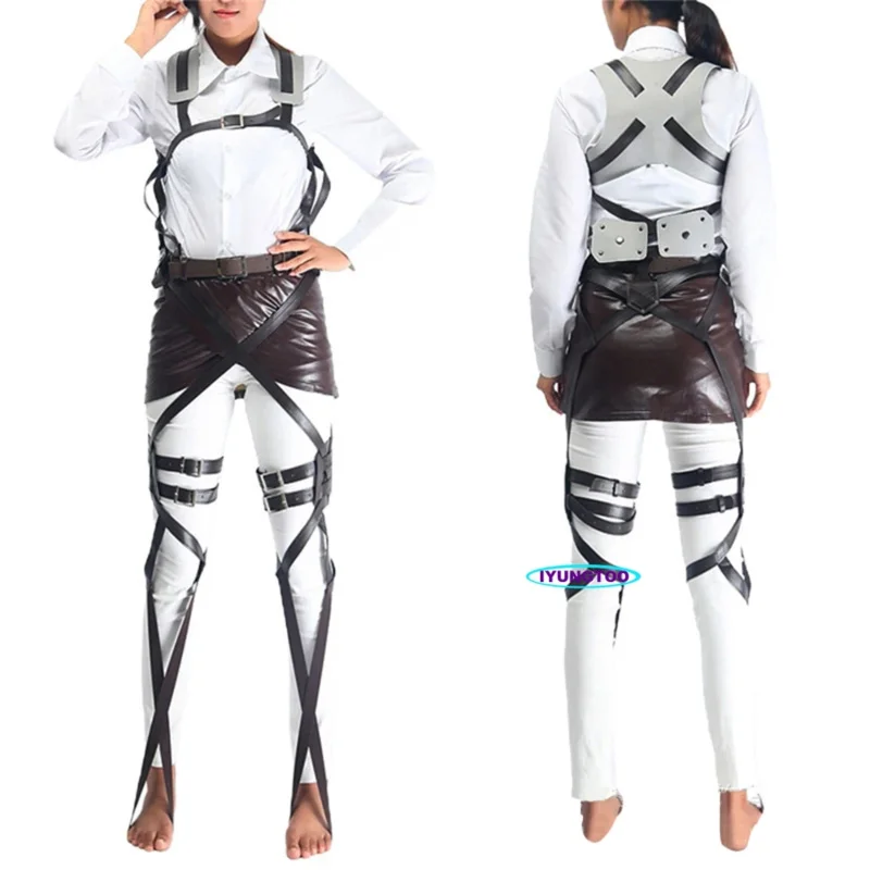 Anime Attack on Titan Cosplay Shingeki no Kyojin Recon Corps Harness Belts Leather Skirt Hookshot Adjustable Belt Costume Outfit