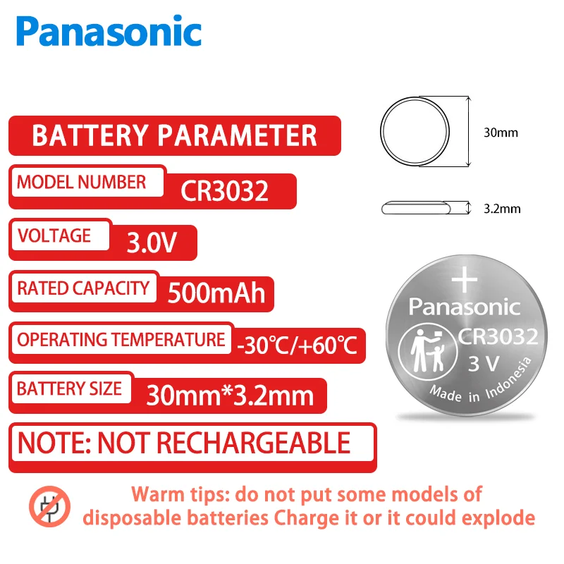 New Hot Panasonic CR3032 3V Lithium Battery Button Coin Cell For Extreme Krypton Car Key Remote Control ECR3032 DL3032