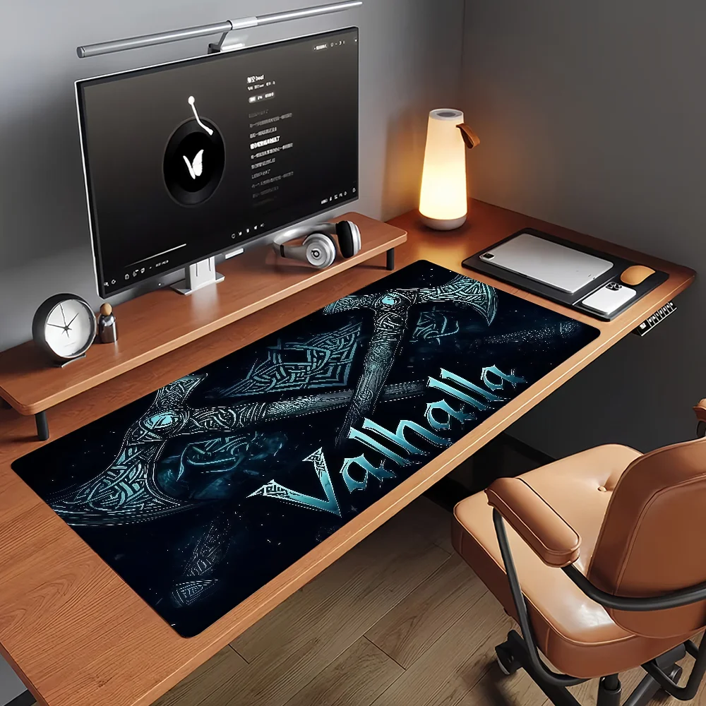 V-Valhall V-Valknut Mouse Pad Non-slip Locking Edge DeskMat PC Laptop Accessories Rubber Office Keyboard Game Carpet 350x900x3mm