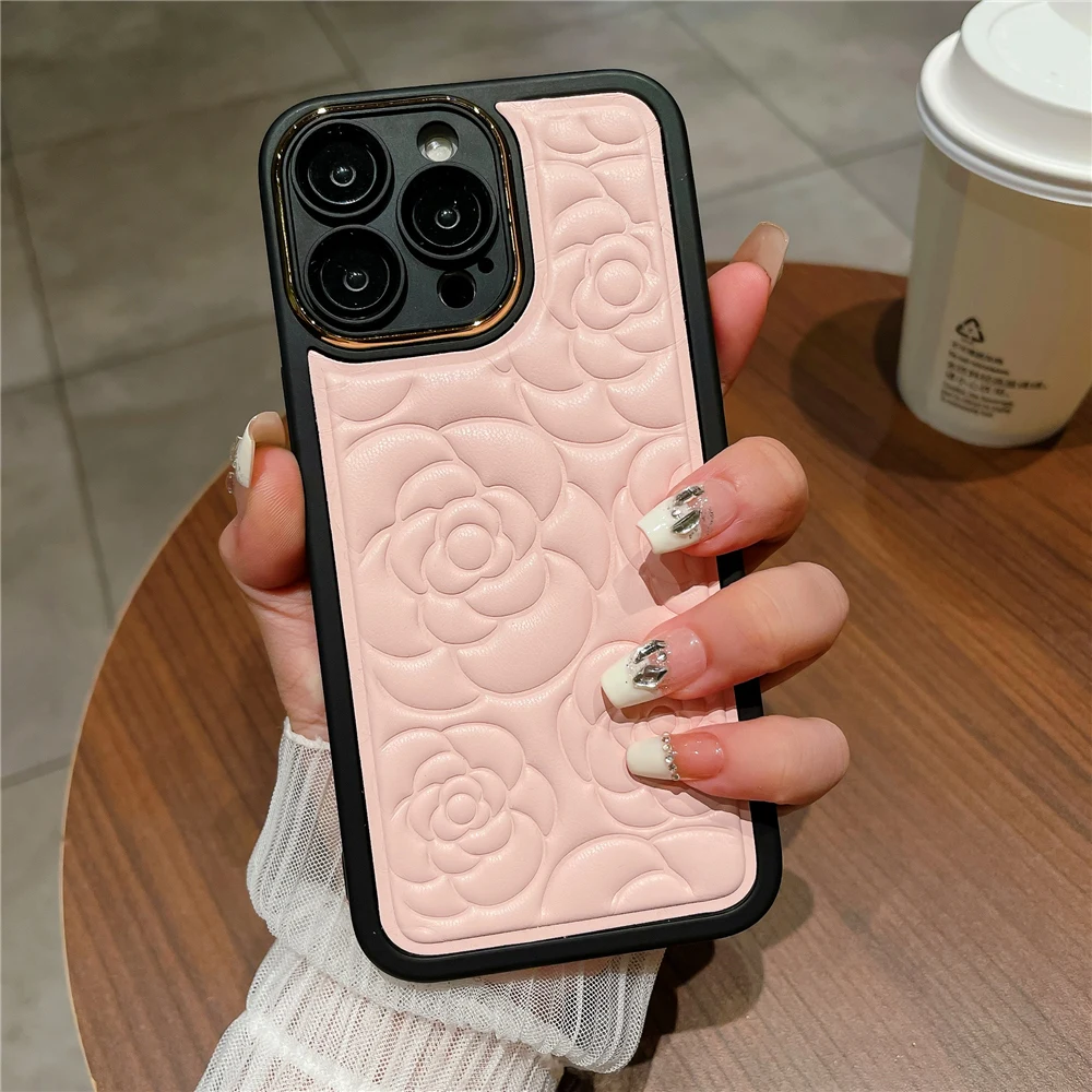 Luxury Soft PU Leather Back Cover for iphone 14 PRO MAX 11 12 PLUS Fashion Woman Rose Flower Case for iphone 15 PRO MAX 13 PRO