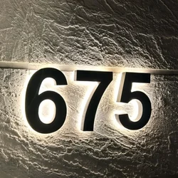 LED Stainless Steel House Number 3D Metal Backlit Number Light Up Letter Led Numbers Signs for Hotel Building Apartment Door