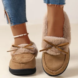 Winter Warm Cotton Slippers Women Faux Fur Thicken Plush Home Slides Woman Comfort Non Slip Indoor Floor Cotton Shoes Snow Boots