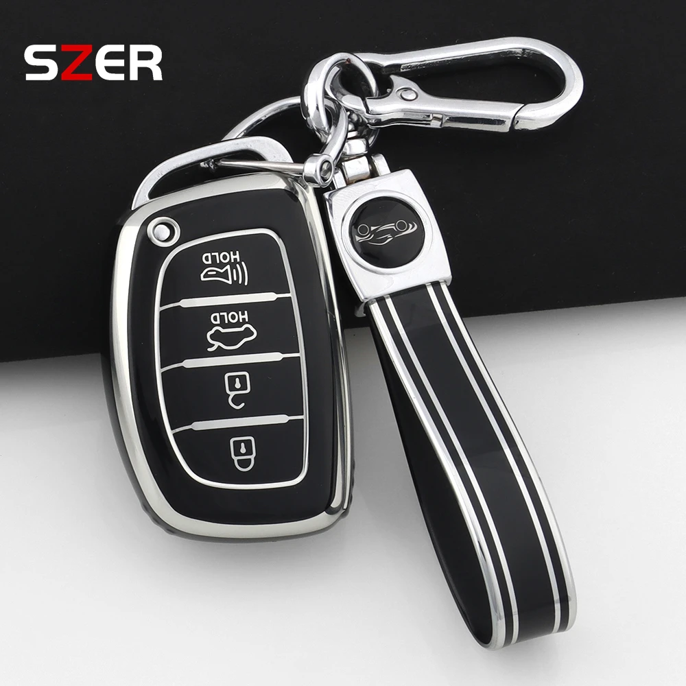 3 4 Buttons TPU Car Smart Key Case Cover Keychain For Hyundai Tucson Santa Fe Rena Sonata Elantra Creta Ix35 Ix45 I10 I30 I40