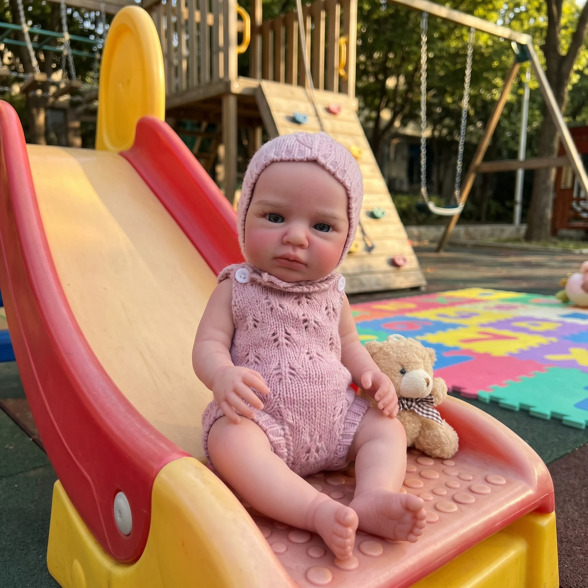 13in Awake Silicone Loulou Reborn Doll 3D Painted Skin Handmade Newborn Baby Toy For Birthday