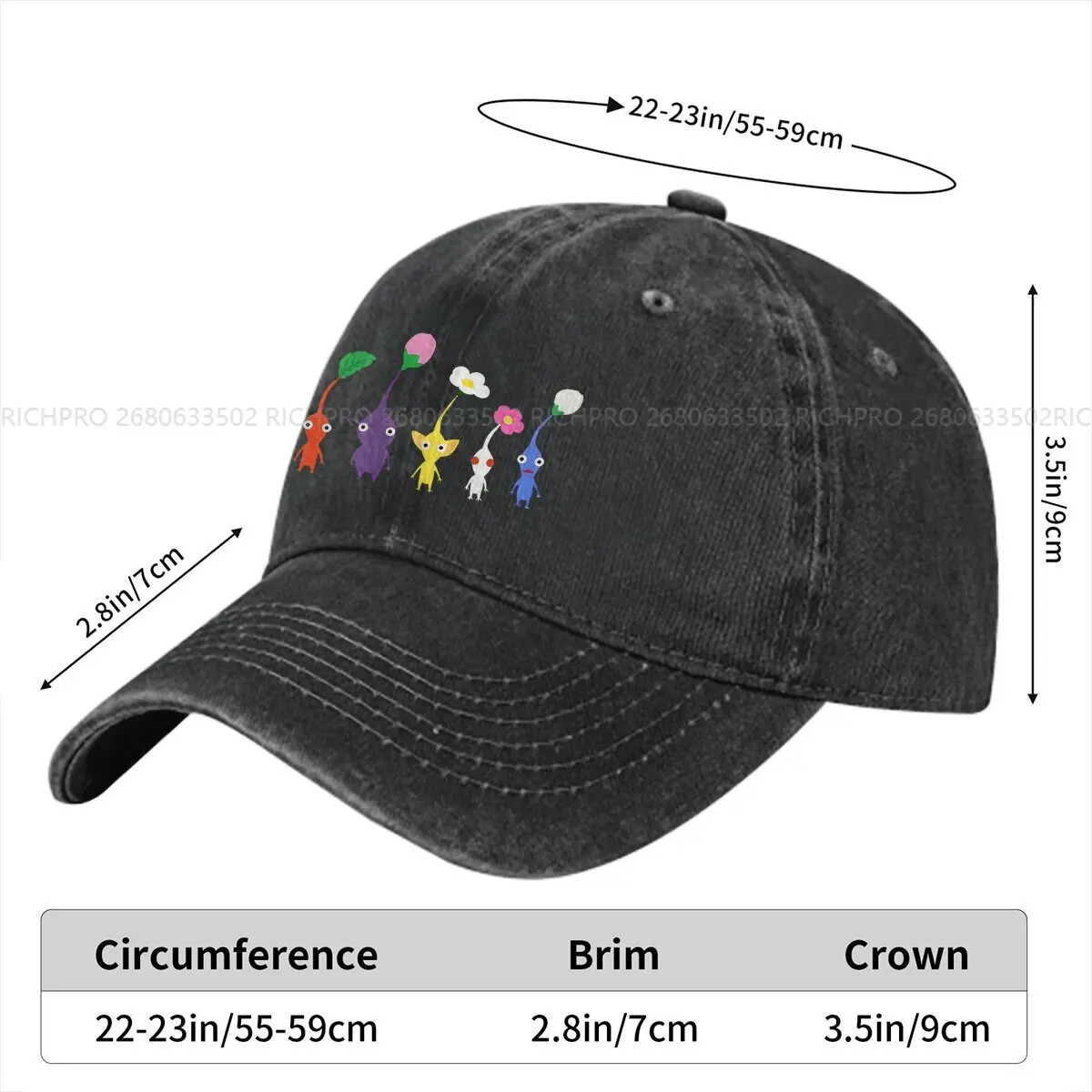 Pure Kleur Papa Hoeden Schattig Patroon Dameshoed Zonneklep Baseball Caps Pikmins Game Peked Cap