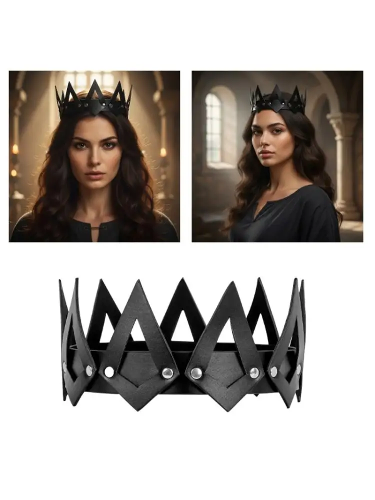 

Creative Leather Queen Headpiece Stylish Nonslip Design Hair Band For Performances Celebrations And Photography