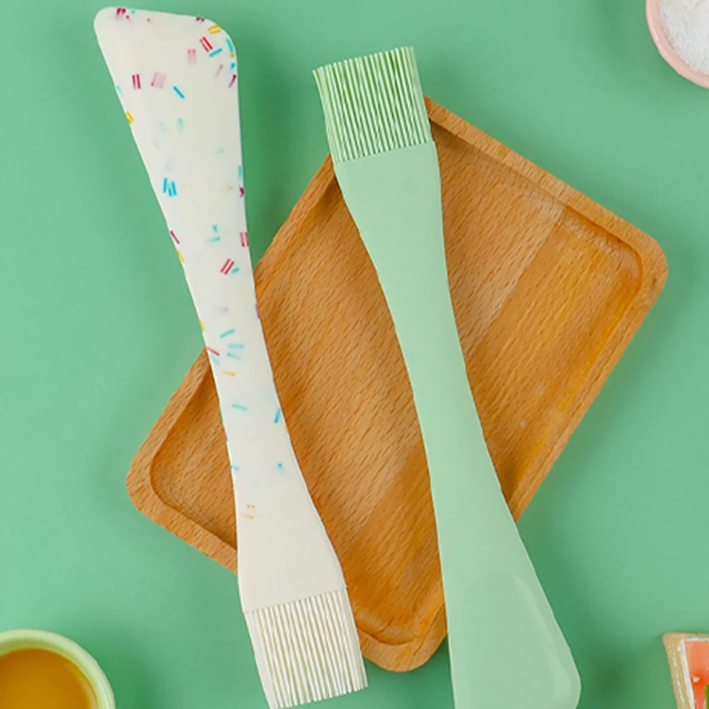 

2-in-1 Silicone Scraper Odorless Eco-Friendly Kitchen Spatula Baking Brush Cream Scraper Silicone Spatula Baking Brush