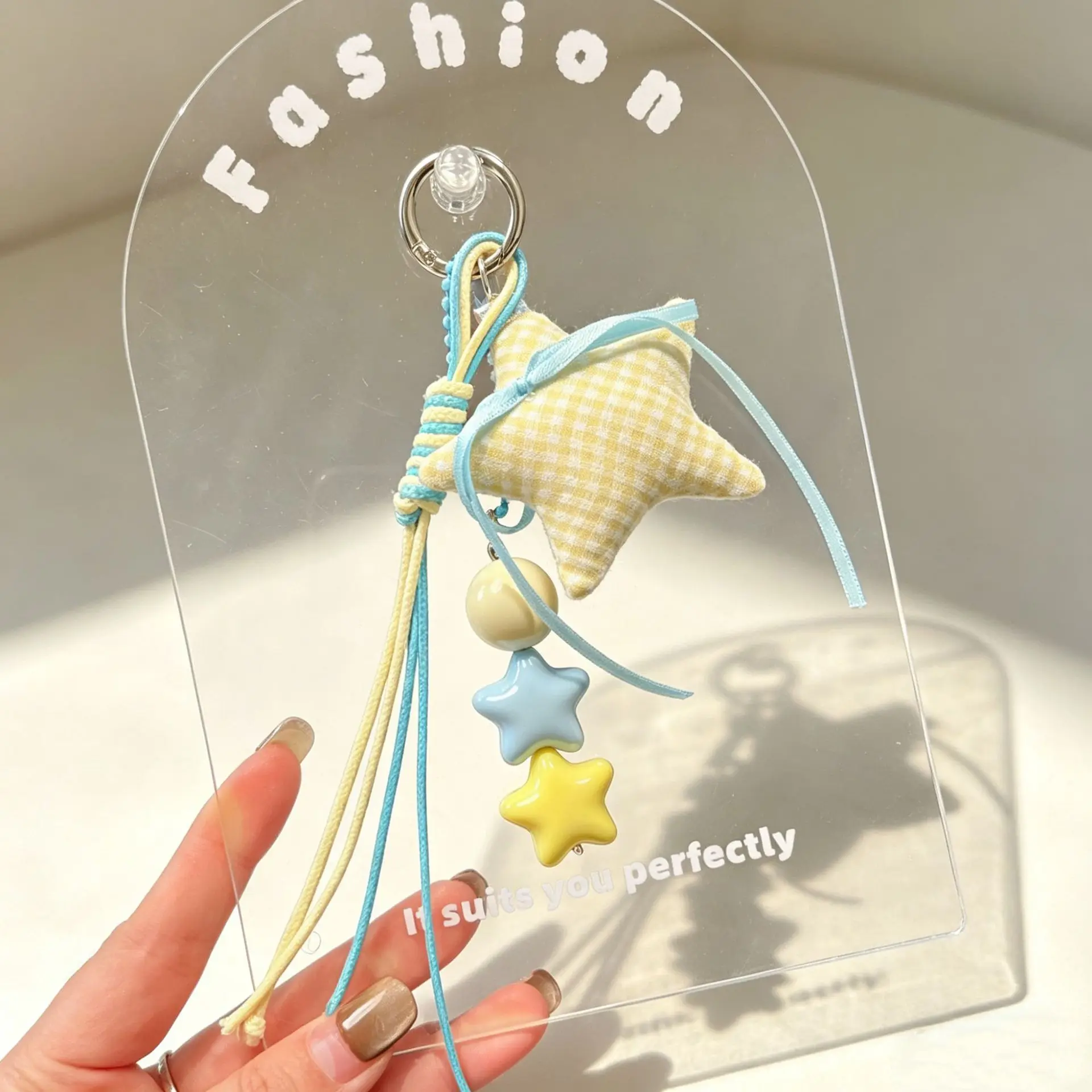 New product creative polka dot moon love DIY accessories five-pointed star bag ins wind pendant keychain accessories