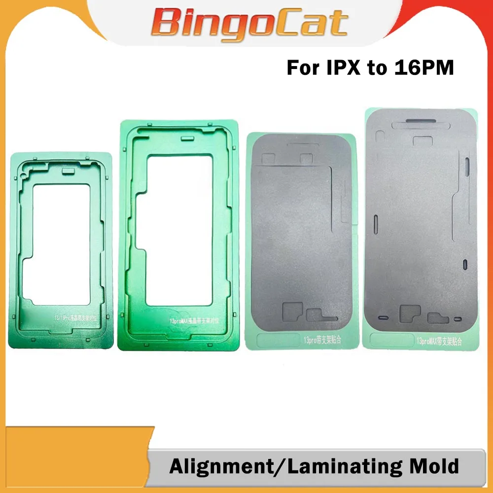 2pc LCD Alignment In Frame Mold + Silicone Pad Mat For iPhone 16 Pro 15 12 1113 Pro Max 14Promax OCA Laminating Mould