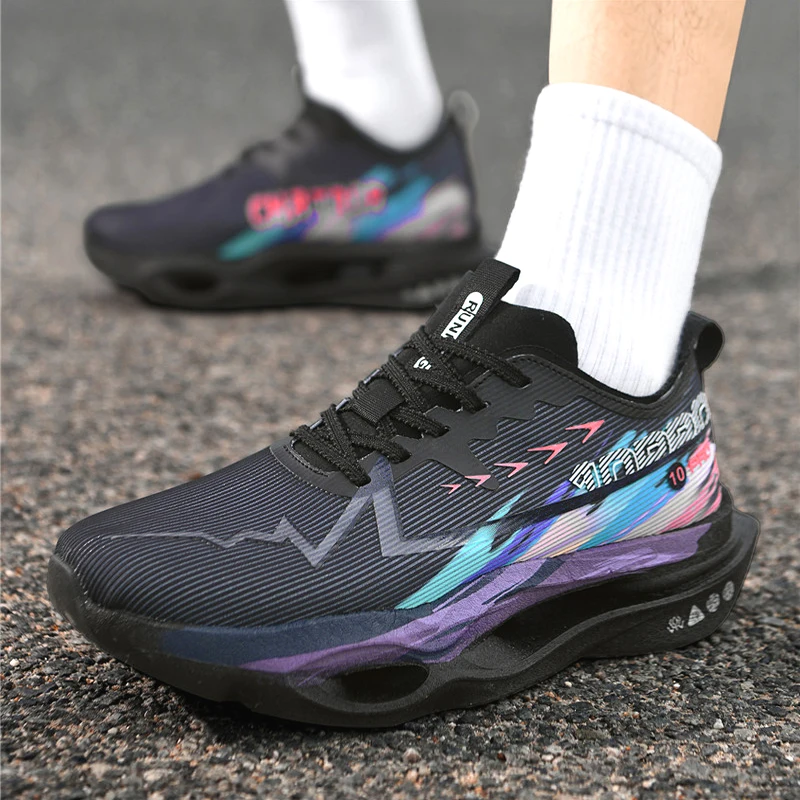 Herren-Laufschuhe mit hochenergetischer Rückfederung, Carbonplatte, leicht, atmungsaktiv, rutschfest, stoßdämpfend, Sportschuhe für Marathonläufe – Detail 3