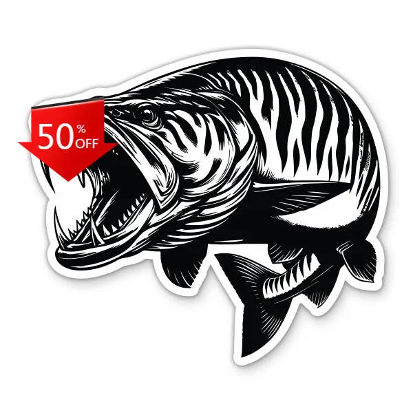 

Musky Muskie Fish Stickerfor Cute Window Walls Bumper Boat Gift Vintage