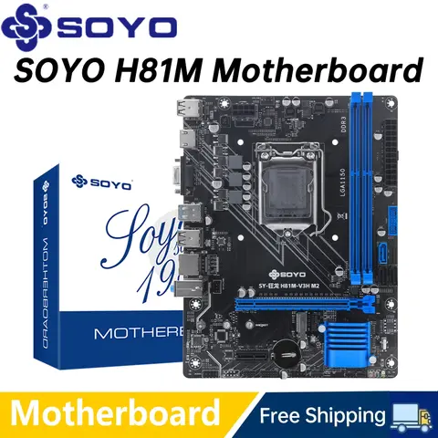 SOYO H81M Gaming Motherboard Dual Channel DDR3 M.2 NVME PCIEx16 HDMI VGA Interface LGA 1150 Supports Intel Core 4th Gen CPU