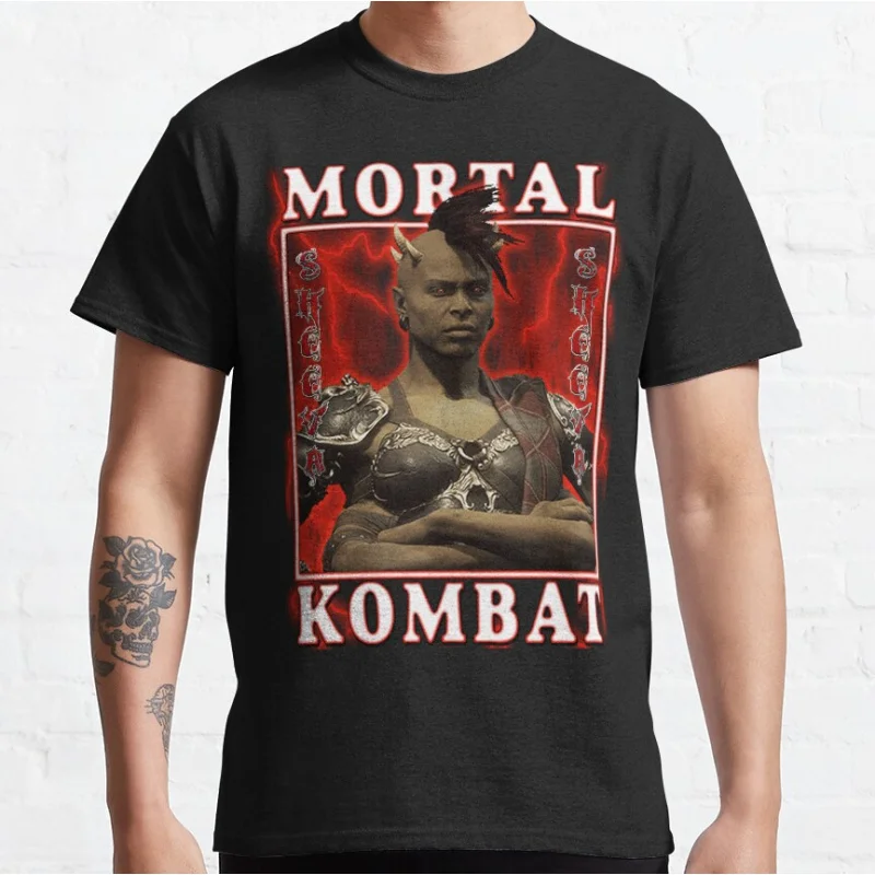 

Sheeva 80s retro video game Mortal Kombat 1 Short-sleeve crewneck T-shirt for men large size Adult Tops S-6xl