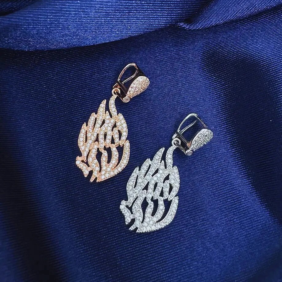 Hot Sale Fire Shape Moissanite Pendant New Design 925 Sterling Silver Necklace  My Fire Flame Charm Pendant Fine Jewelry