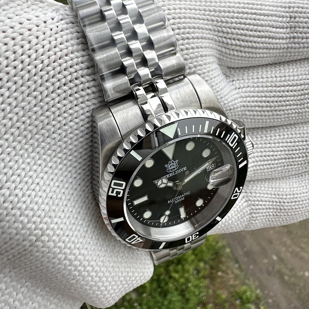 SD1953 STEELDIVE 41mm 슈퍼 루미너스 30ATM 방수 NH35 자동 사파이어 워터 고스트 남성용 다이브 시계 밀드 걸쇠