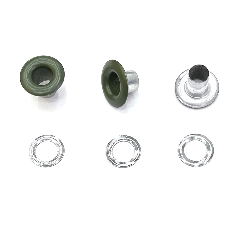 100pcs/lot Dark Green Eyelets Rivets Metal Buttonholes Buckle Clothing Rivet with Hole buttons Inner 6mm/Outer 13.5mm/Height 8mm