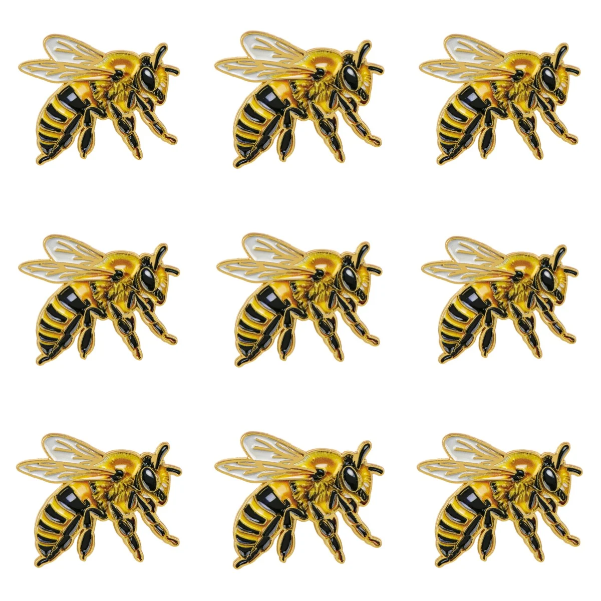 9-teiliges Set niedlicher Bienen-Emaille-Pins, Cartoon-Insekten-Broschen für Mäntel, Kragen, Reversnadeln, Metallabzeichen, Schmuckgeschenk – Detail 2