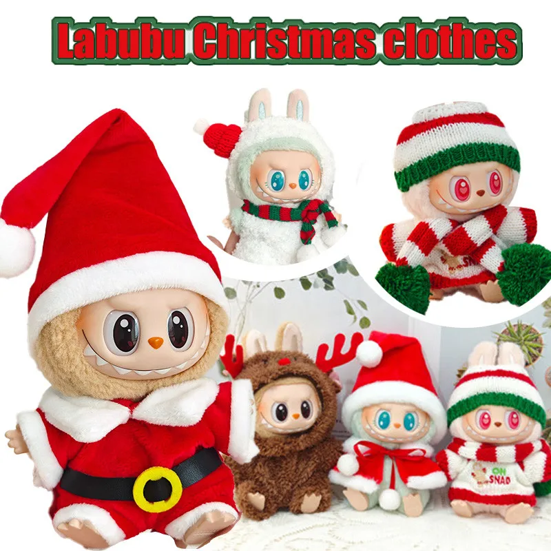 Mini Doll'S Clothes Outfit Accessories For Korea Kpop Exo Labubu Idol V1 V2 Christmas Cookie Man Sweater Hat New Year Clothes