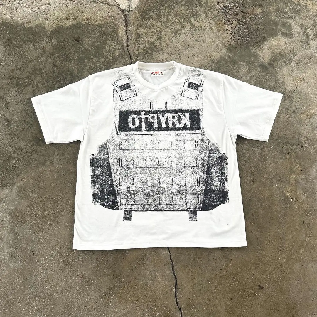 

Summer Korean Style Street Versatile White T-shirts for Men and Women Summer Printed Pattern Simple Tops Anime Short-sleeved