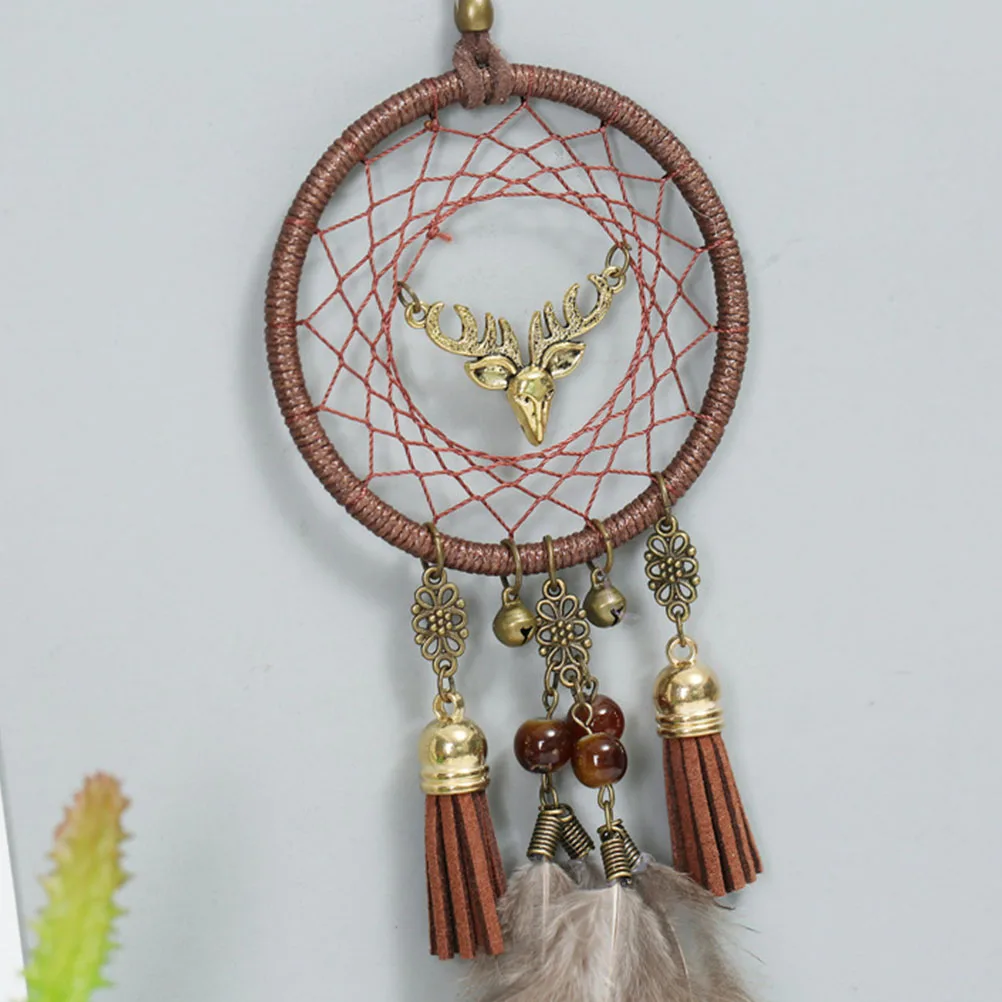 

Deer Head Catcher Hanging Pendant Car Room Decor naments Dream Catcher Wall Art Home Office Bedroom Hangings