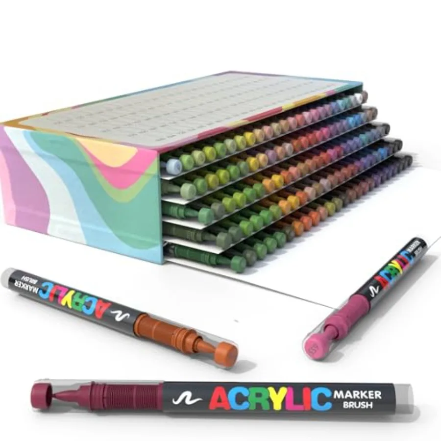

Набор акриловых маркеров с мягким наконечником-кистью для рисования на камне, дереве, холсте, стекле, керамике, ткани, для DIY-проектов, водостойкие, устойчивые к выцветанию