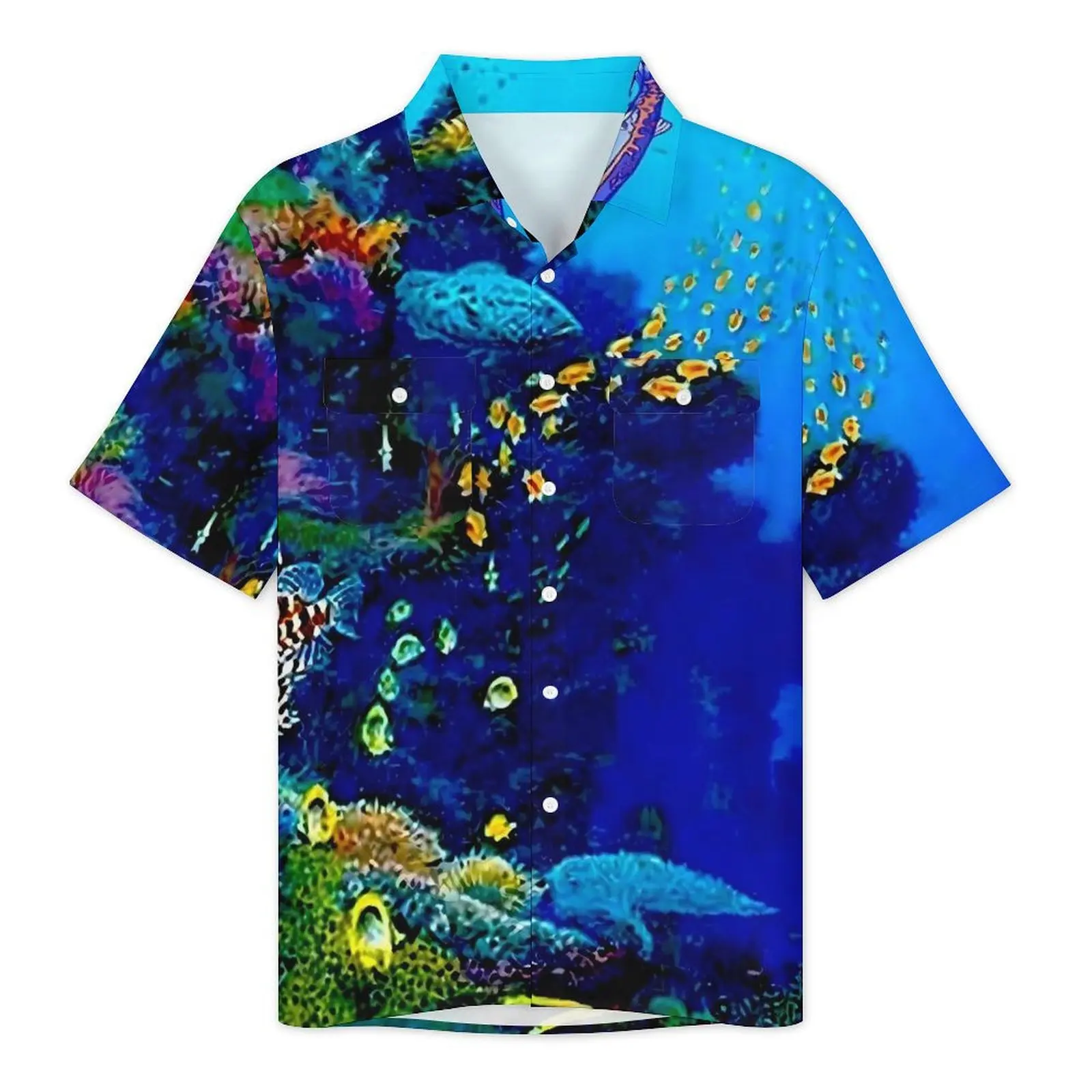 Tropical Marine Vacation Shirt Deep Blue Sea Hawaii Casual Shirts Man Vintage Blouses Short Sleeve Harajuku Printed Top