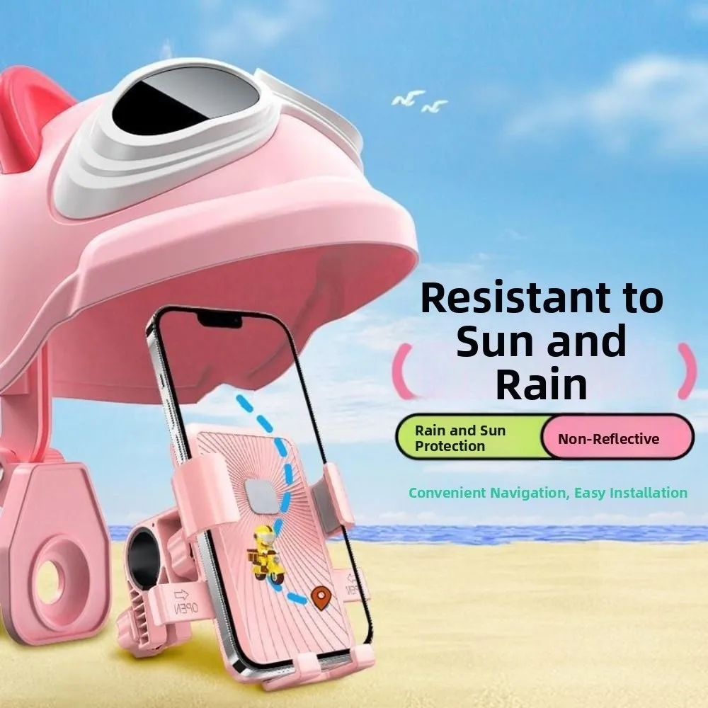 With Sun Visor Motorcycle Mobile Phone Holder Waterproof Rainproof Navigation Phone Holder 360 Degree Rotate Shock Resistant