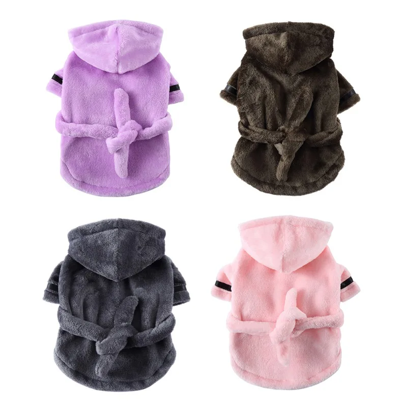 Pet Dog Bathrobe with Hooded Dog Pajamas Sleeping Clothes Soft Pet Bath Drying Towel Clothes For Puppy Dogs Cats Coat Pet Supply