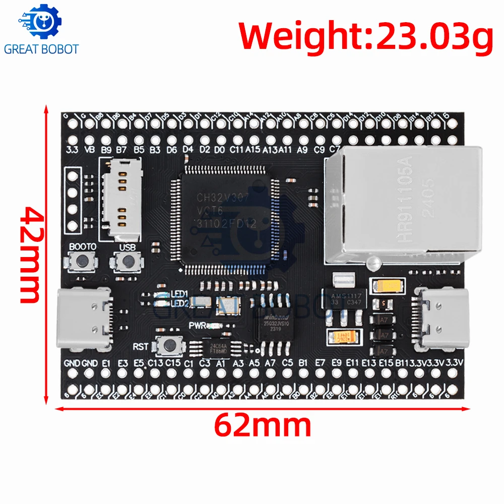 CH32V307VCT6 Development Board RISC-V Core Support RT-Thread Onboard 32-bit RISCV Controllers Support RT-Threads For Arduino