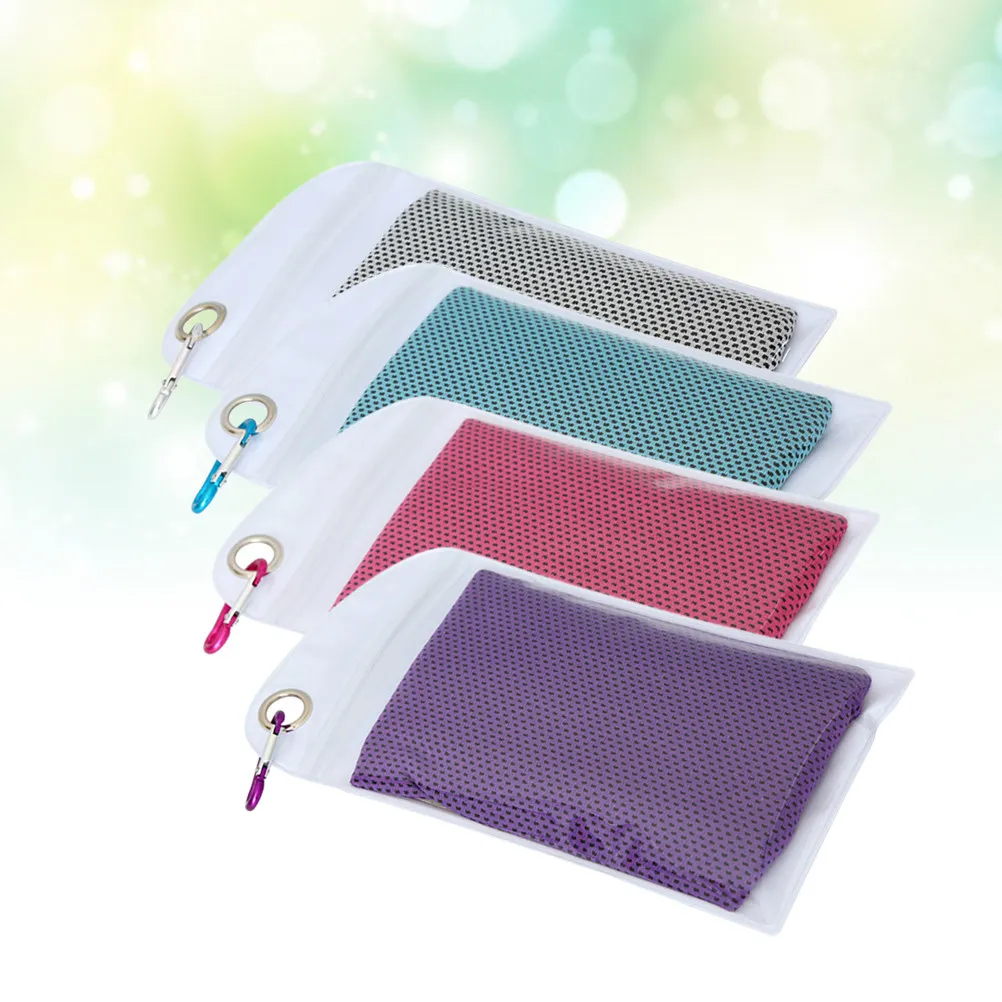 

4Pcs Cool Feeling Towel Fast Drying Microfiber Sports Towel for Gym Running Hiking Swimming Outdoor Activities Sweat Wicking