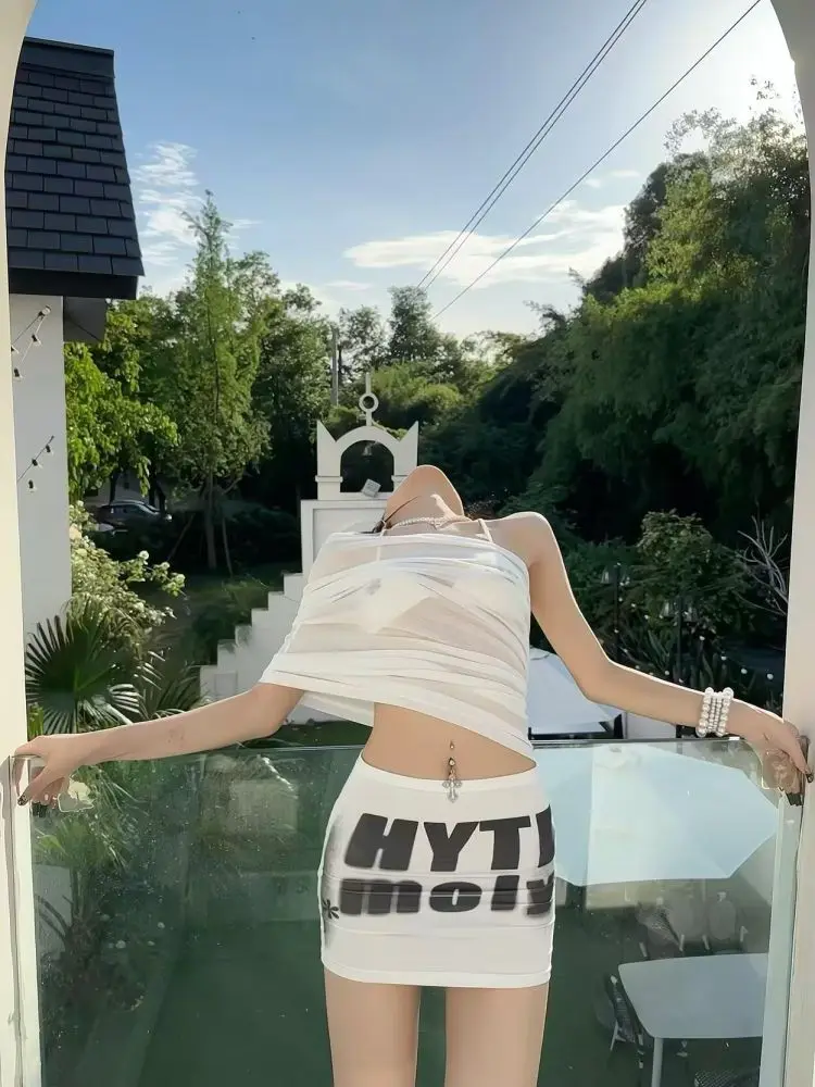 

Korean Sle Sexy Bikini Set Summer Print One oulder Cover up Waist Splice Base Top ort Sve Two Piece Ensemble