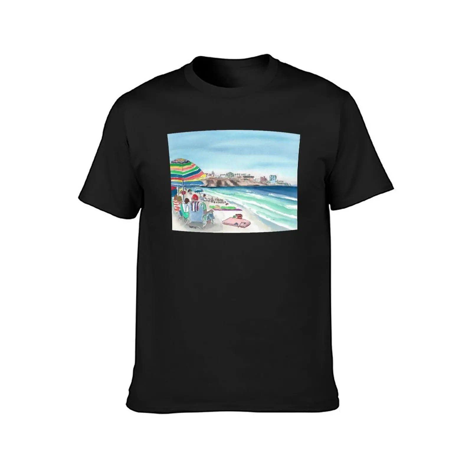 Striped Umbrella at the Beach T-Shirt customs shirts graphic tees boys animal print Men's clothing