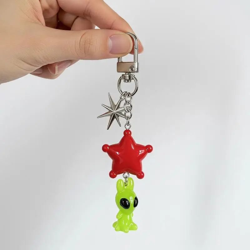 Kawaii Big Eyes Alien Keychain Soft Cartoon Pendant Fashion Bag Charm for Backpack Headphone Bag Birthday Gift for Girls
