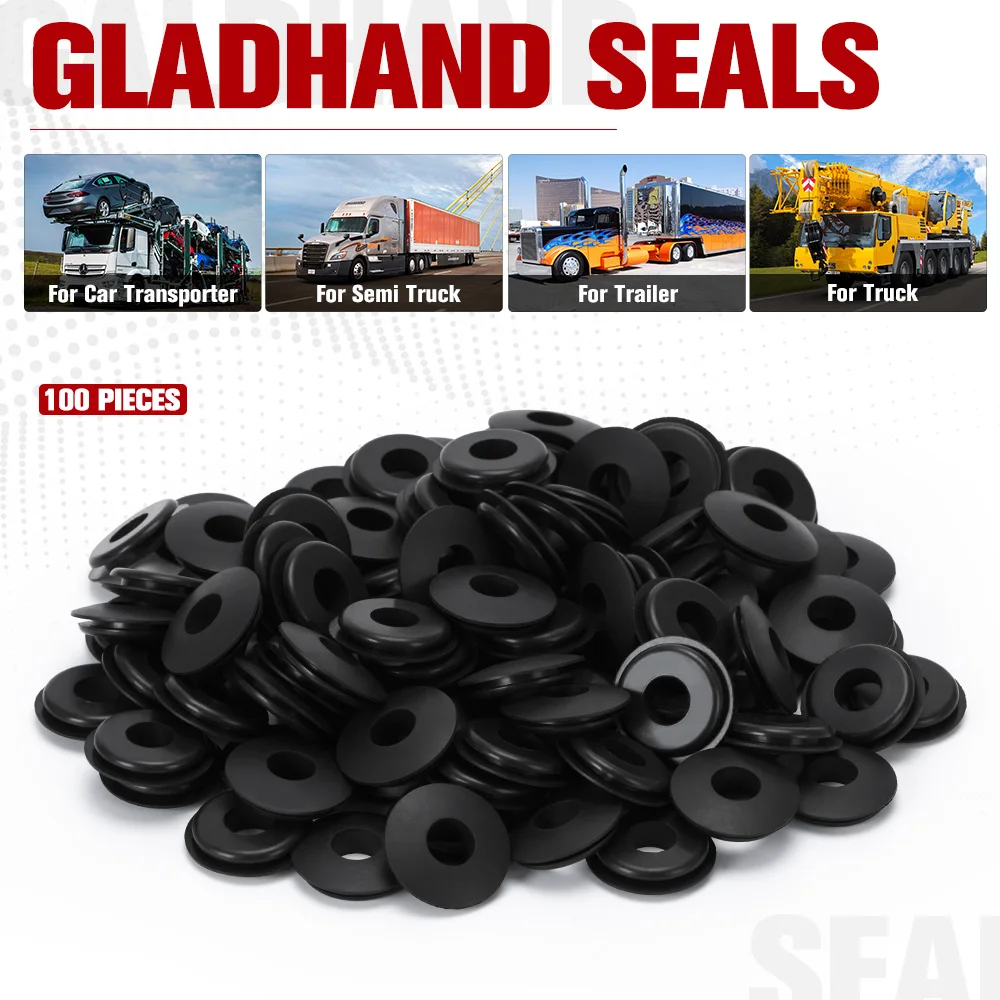 100Pcs Glad Hand Seals Rubber Gladhand Washers Round Elastic Grommets For Tractor Braking Air Hose Trucks Trailers 10028 10111