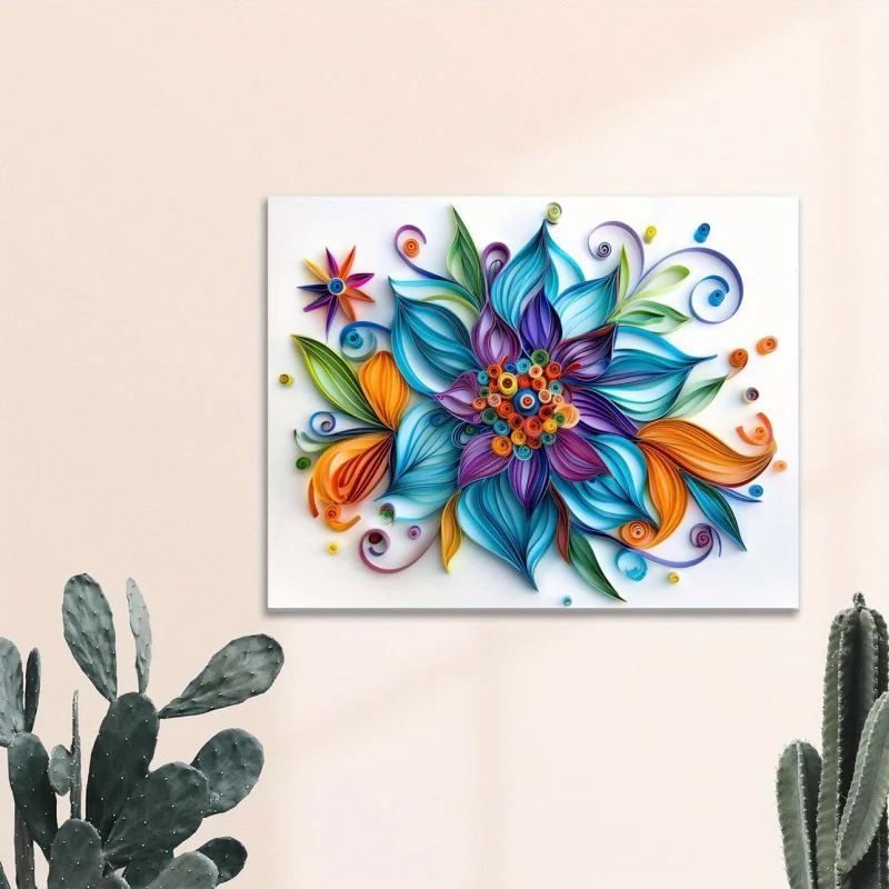 Vibrant Floral Quilling Canvas Art - 11.8