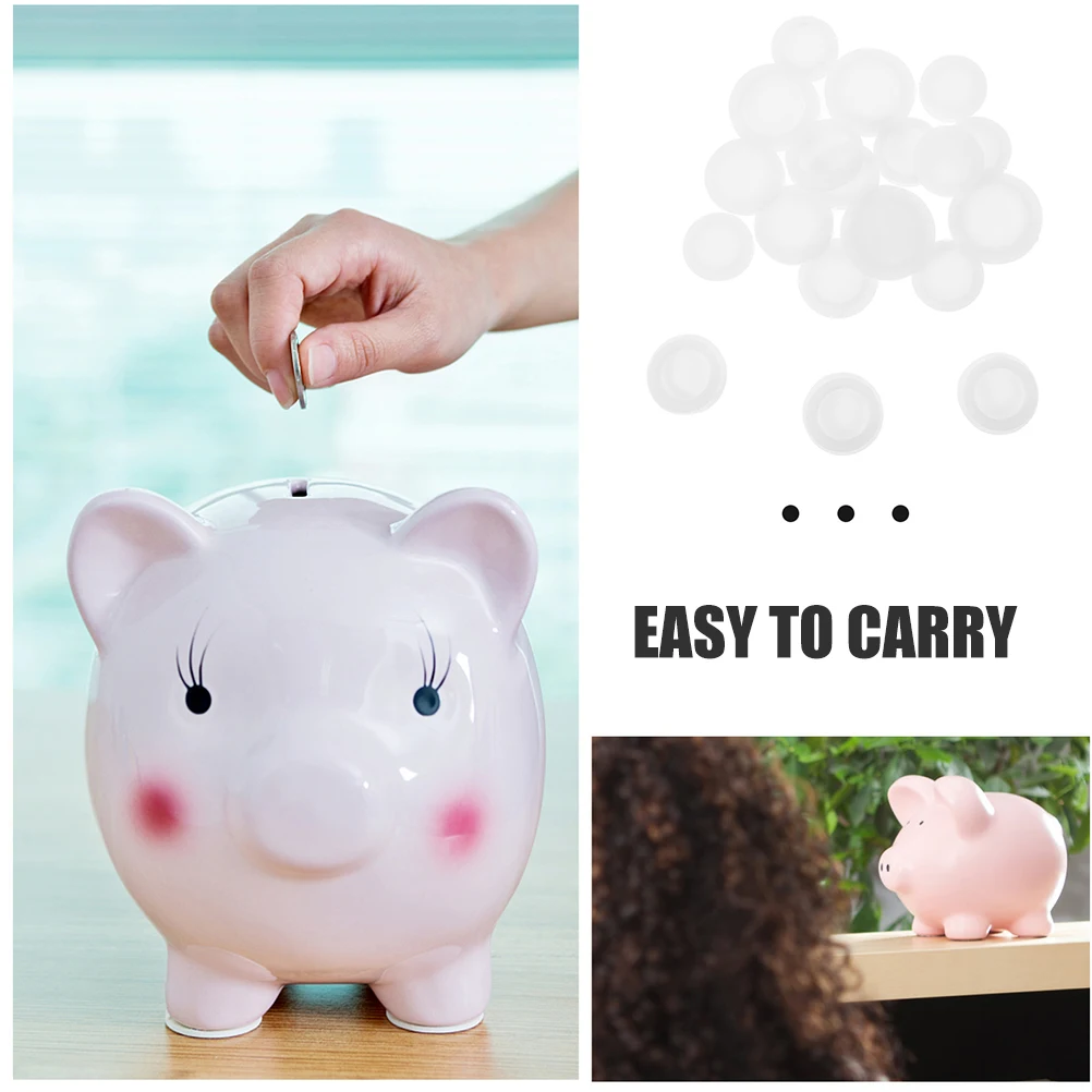 

30 Pcs Piggy Bank Round Rubber Stopper Plug Closure Cover White Plastic Replacement