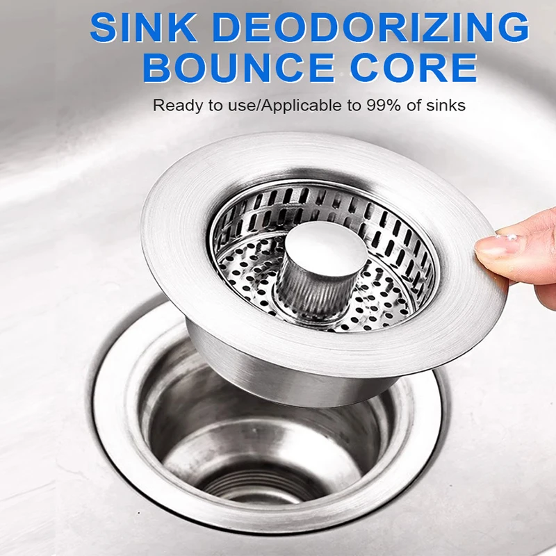 Kitchen Sink Sewer Strainer Basin Drain Stopper Stainless Steel Sink Waste Plug Filter Anti-clog Floor Drain Kitchen Accessories