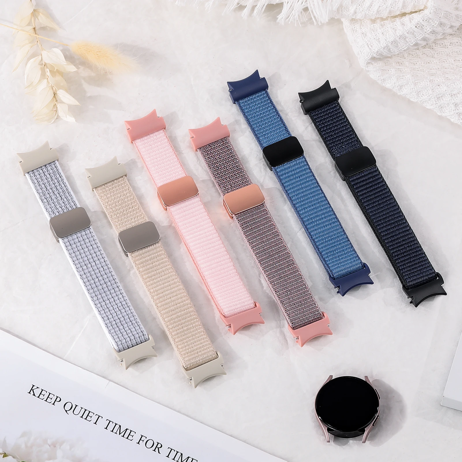Magnetic nylon Band For Samsung Galaxy Watch 7 FE 6 4 Classic 5 pro 44mm 40mm 47mm 43mm 45 No gaps bracelet Galaxy Watch 7 Strap image 3