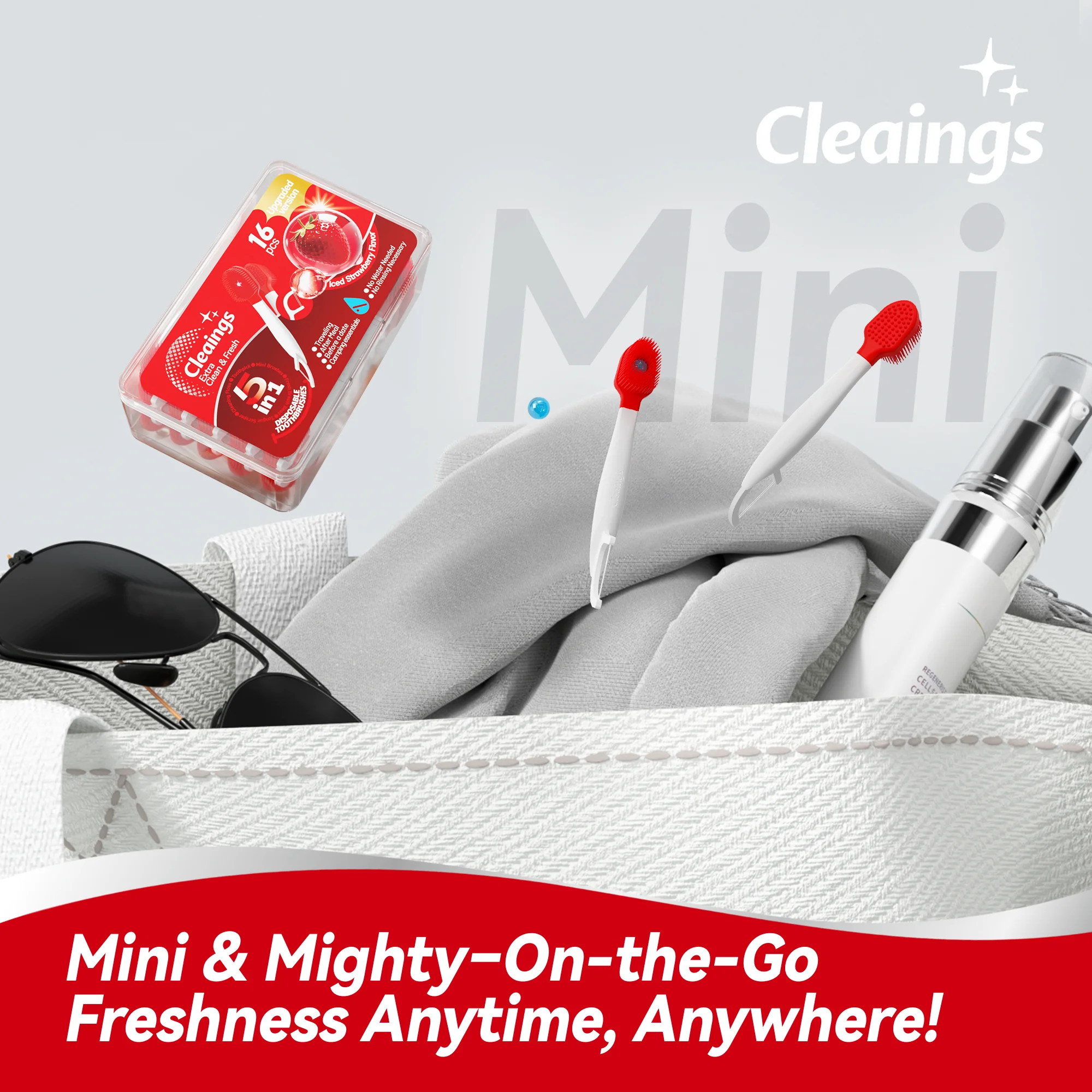 Disposable Mini Toothbrush Travel Burst Bead Portable Teeth Brush Kit with Strawberry Flavor Toothpaste Floss Mini Brush Set