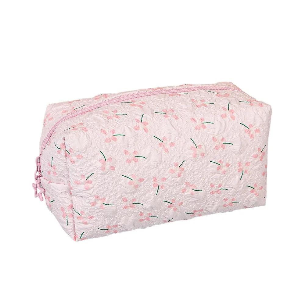 

Fashion Korean Style Floral Cosmetic Bag INS Large Capacity Stationery Storage Bag Casual Sweet Portable Makeup Bag Girls