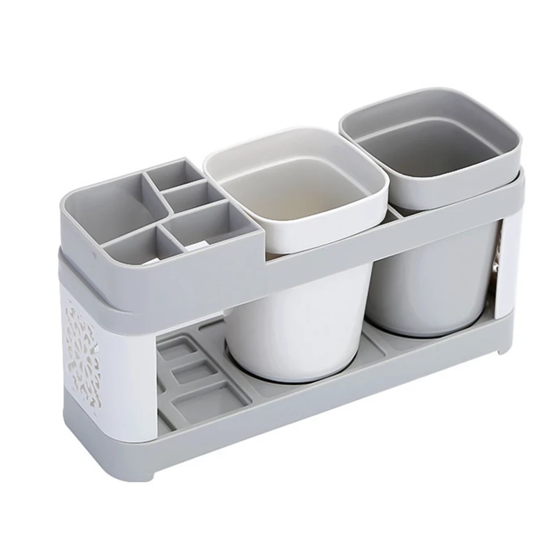 Multifunction Toothbrush Racks Tooth Cup Holders Teeth Vertical Cup Holder Storage Rack Toothpaste Free Punching Brush Set