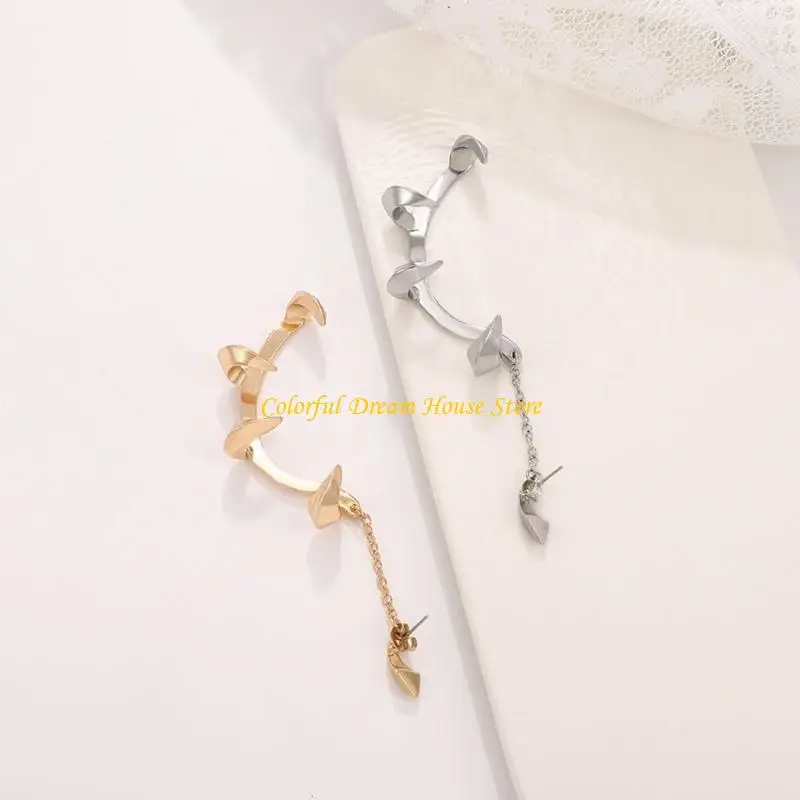 Single Devils Fang Wrap Earrings Non-Pierced Earrings Ear Bone Clip for Women Non-Perforated Weeding Jewelry Present