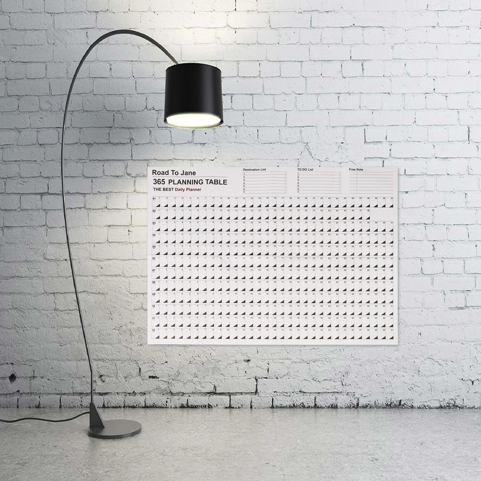 2Pcs Yearly Wall Calendar Decorative Planner Daily Schedule Creative Design for Home Office Yearly Schedule Calendar