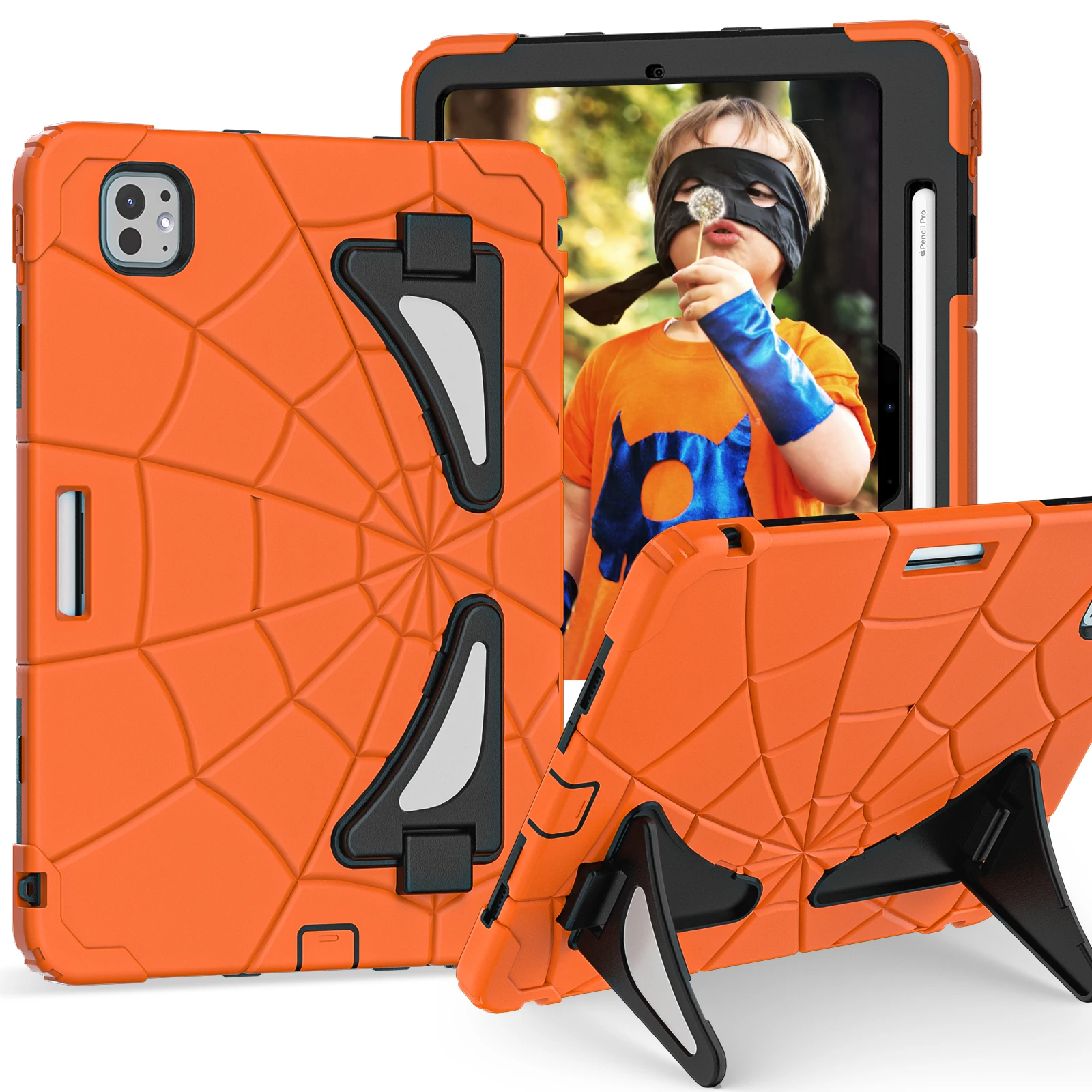 

Web Texture Stand Thick Case For iPad Pro Air 4 5 6 7 8 9 10th 11th Generation 11 10.2 10.9 inch Kickstand Cover for Children