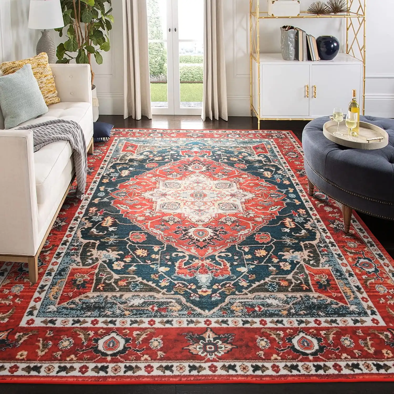 Vintage Bohemian Area Rug for Living Room, Retro Boho Rug Bedroom Indoor Print CarpetLarge Size Rug Kitchen Mat