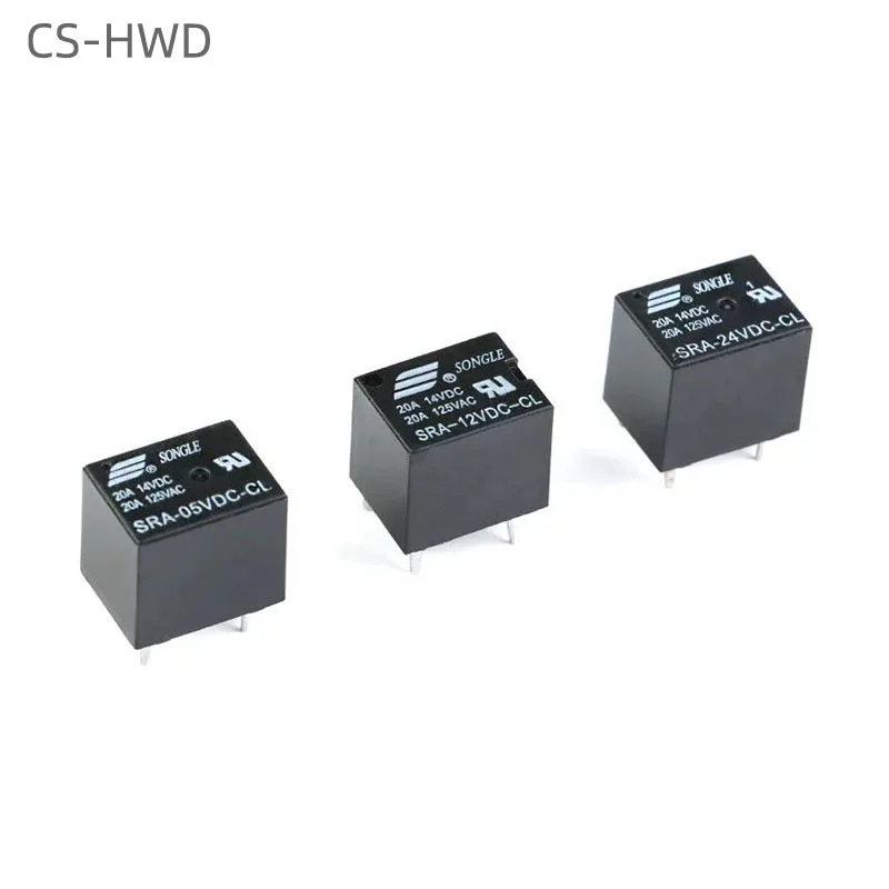 5PCS 5V 12V 24V 20A DC Power Relay SRA-05VDC-AL SRA-12VDC-CL SRA-24VDC-CL 4Pin 5Pin PCB Type In Stock Black Automobile Relay